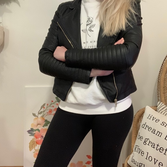 Faux Leather Motto Jacket - Picture 4 of 4